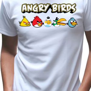 Футболка мужская с надписью и принтом "Angry Birds"